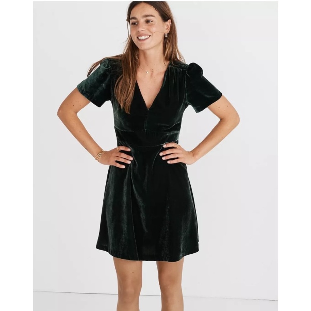 Madewell Velvet Green Mini Dress